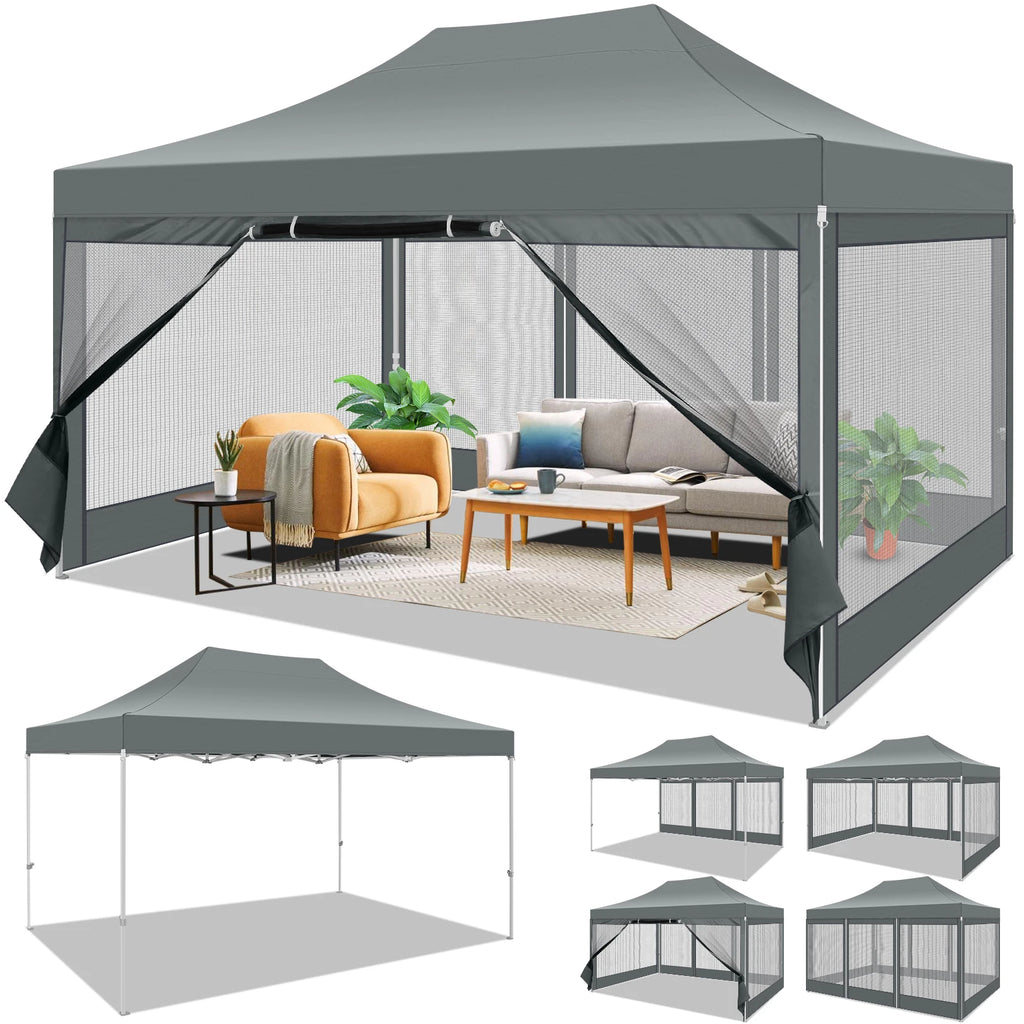10x15 FT Heavy Duty Pop Up Canopy with 4 Sidewalls