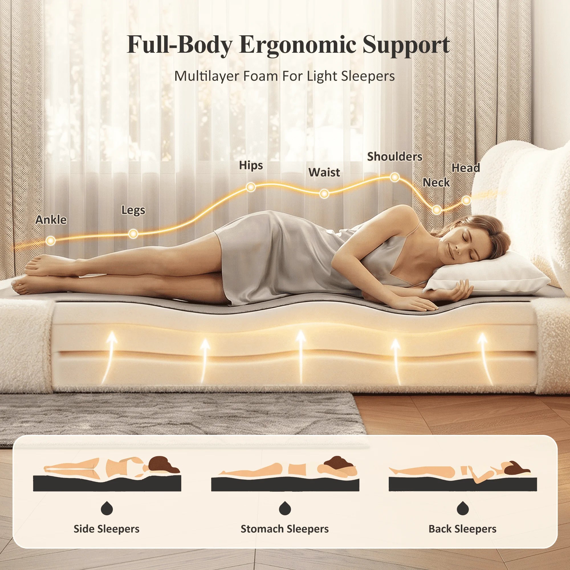 Bed Frame with 5.9" Detachable Headboard