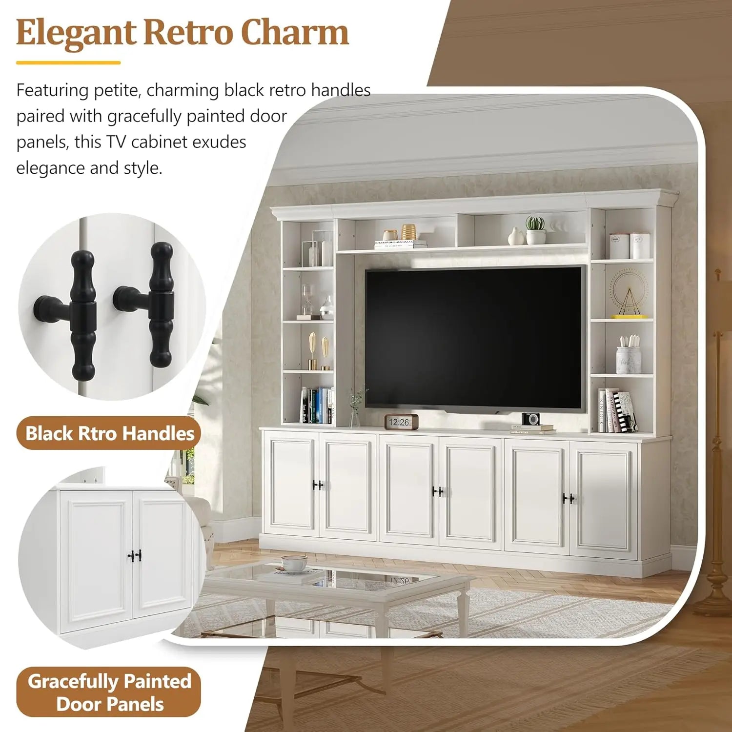 4-Piece Entertainment Center Wall Unit TV Stand Bookshelves