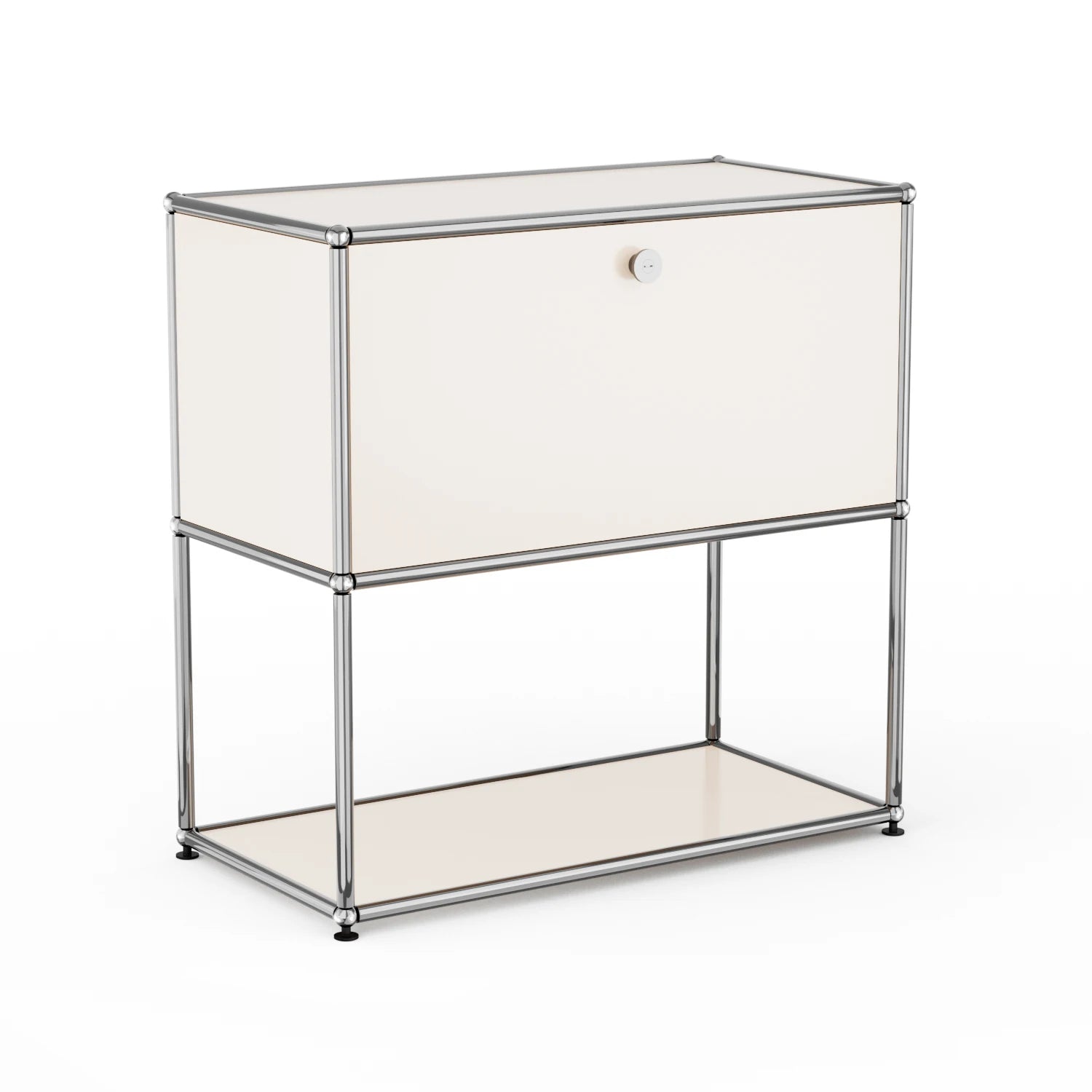 Modern Modular Nightstand Chrome Metal Frame Small Side End Table