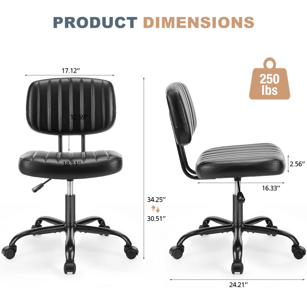 Armless Office Desk Chair Back