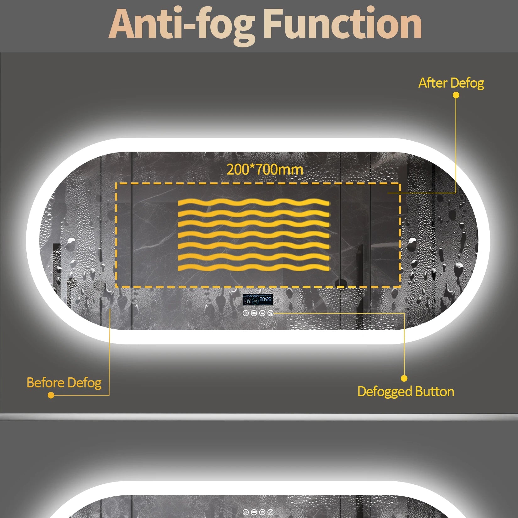 LED Bathroom Mirror with Lights, Anti-Fog, Bluetooth Speaker,