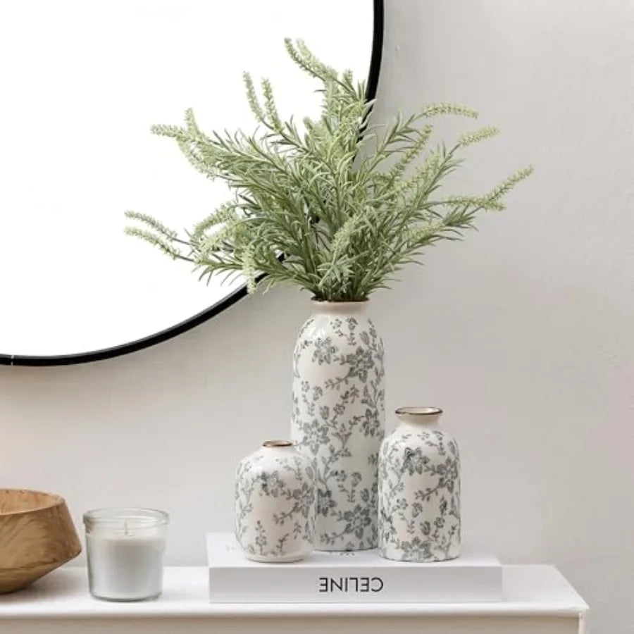 Ceramic Flower Decorative Antique Vase Set of 3