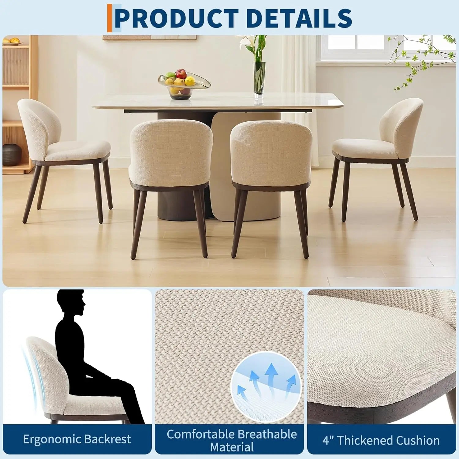Set of 2 Modern Upholstered Dining Chairs