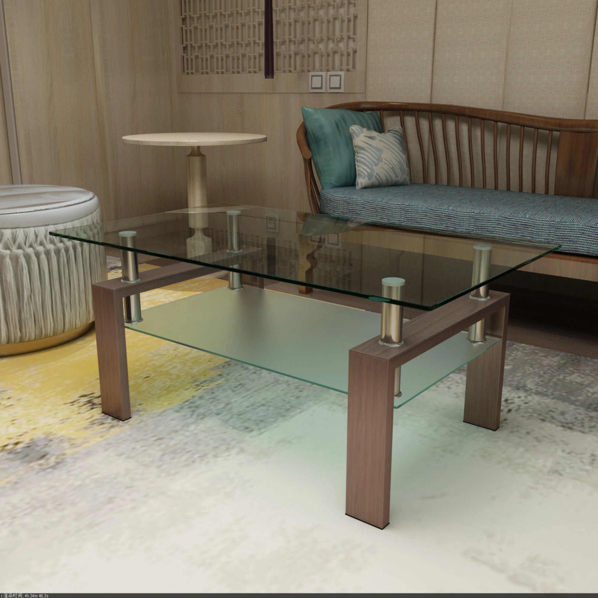 Rectangle Black Glass Coffee Table, Clear Coffee Table