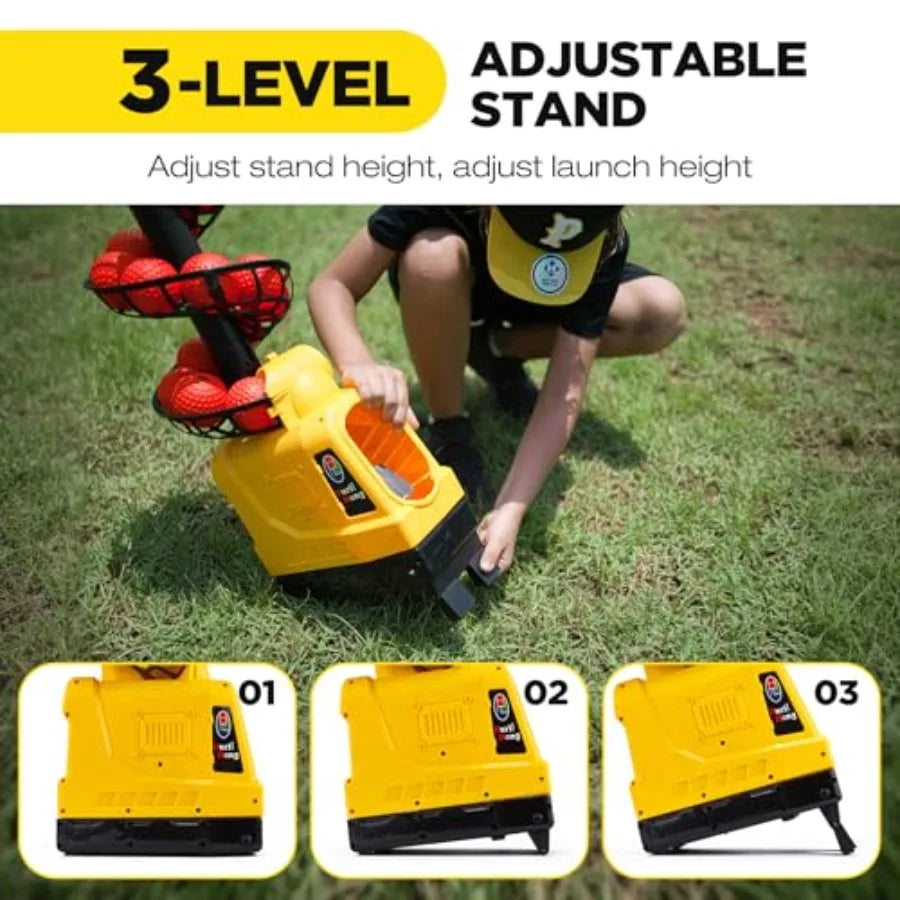 681TPCBH 4 in 1 Baseball Pickleball Tennis Cricket Toss Machine Auto Oscillation 4 Distance Gears Adjustable Stand Battery/AC/P