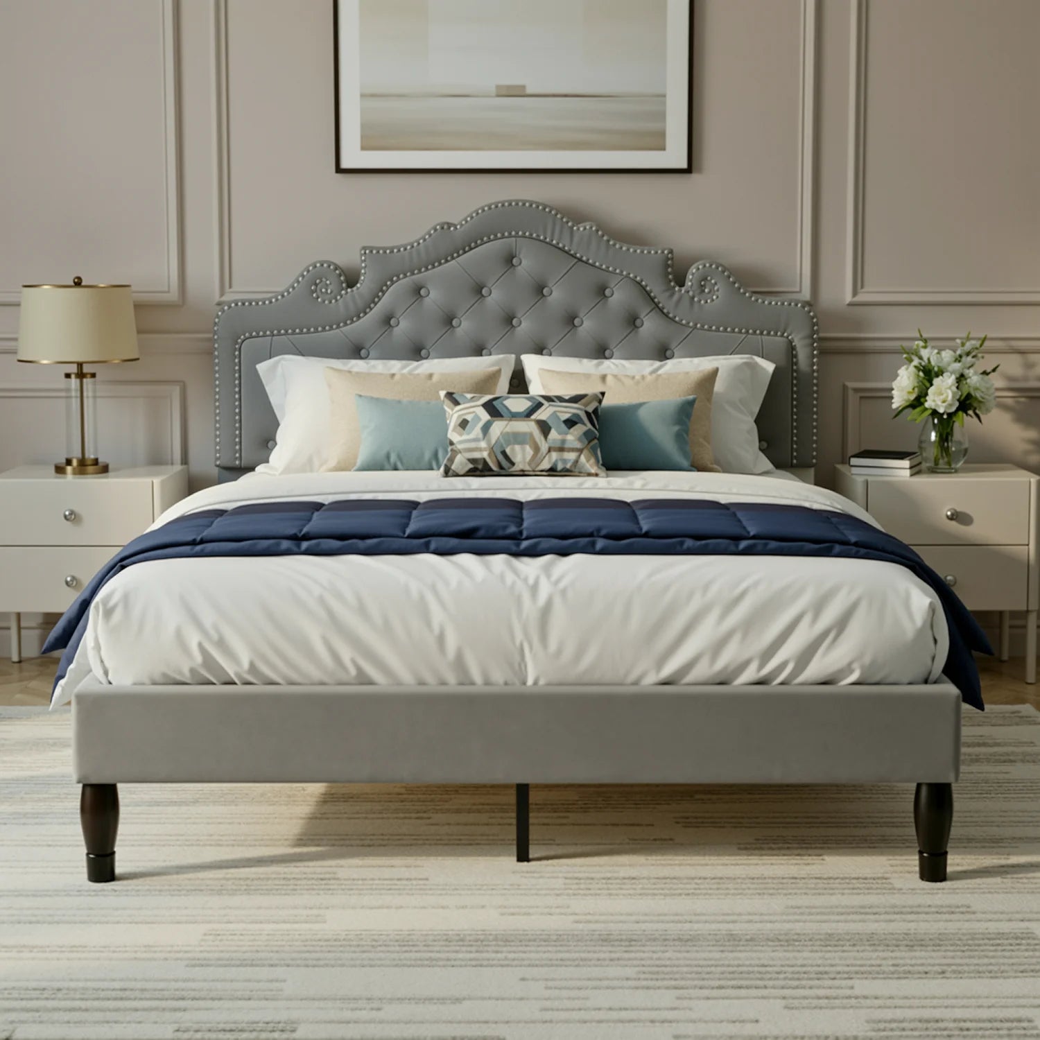 Full/Queen/King Size Velvet Bed Frame