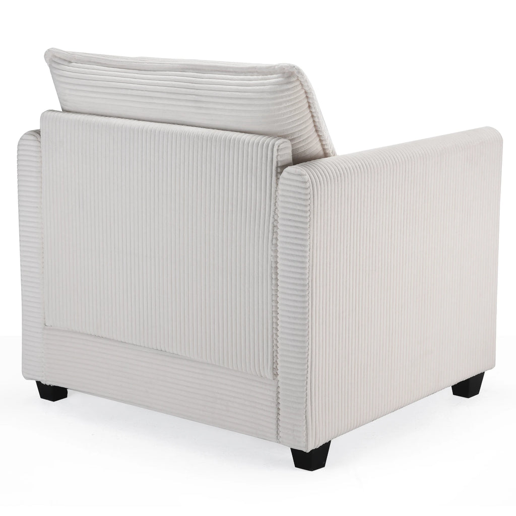 Corduroy Armchair with Ottoman Set, Accent Chair & Footstool, High-Quality Foam, Easy 15-Min Assembly, for Living Room, Bedroom