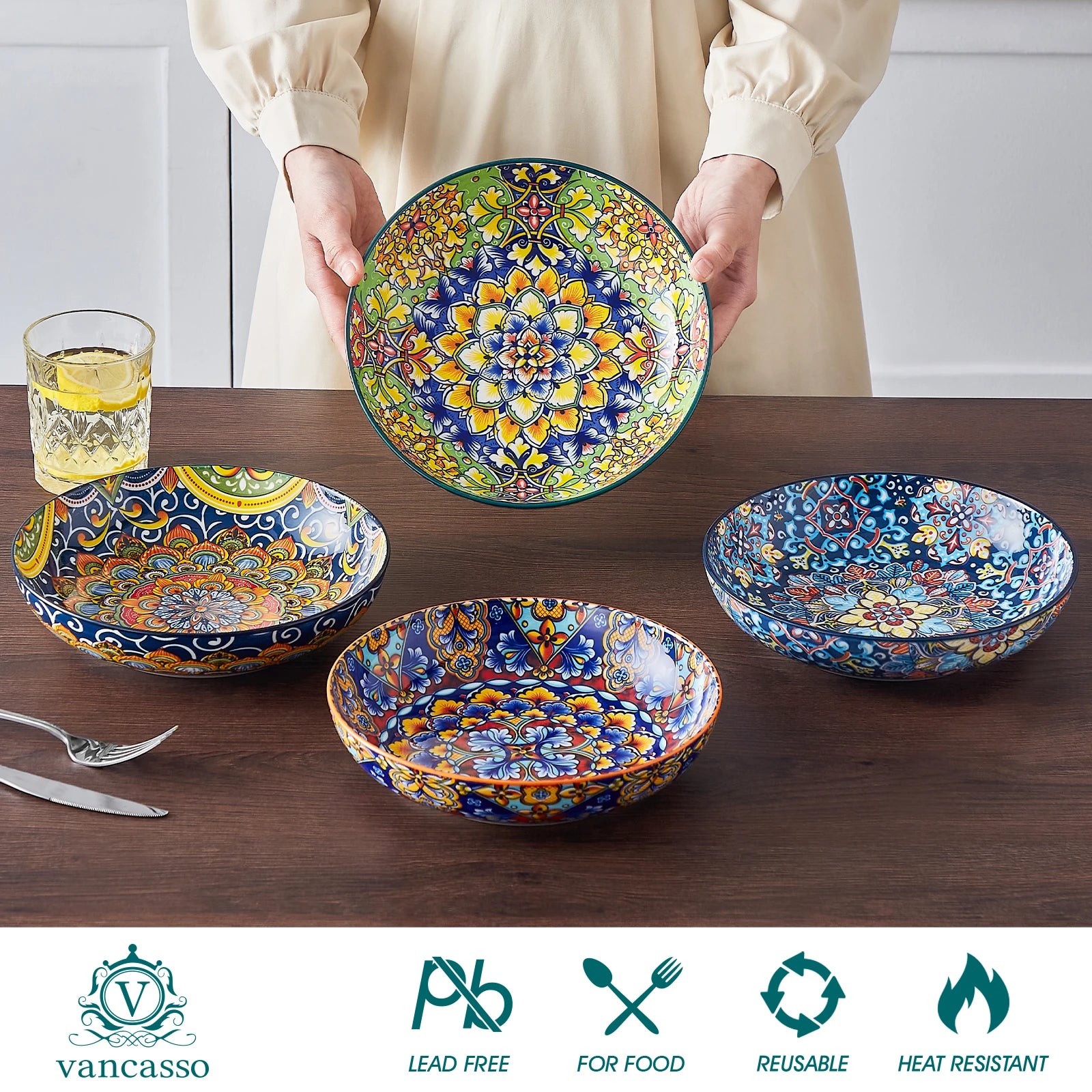 Piece Ceramic Pasta Bowls 42 Oz Soup Bowls