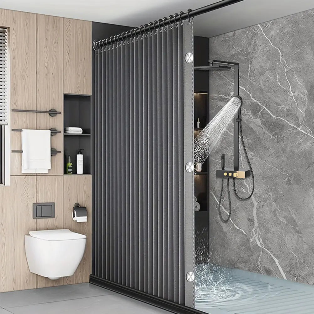 Foldable Magnetic Shower Waterproof Bathroom Curtain