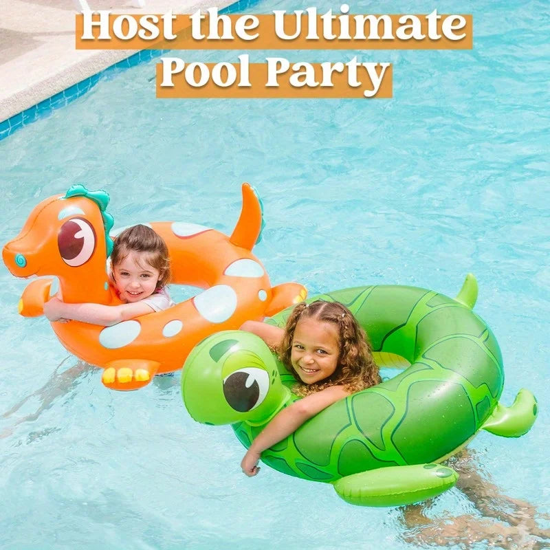 3Pack Inflatable Pool Tubes Floats Dinosaur Pool Beach Water Float for Kids Toddler Summer Party Decorations