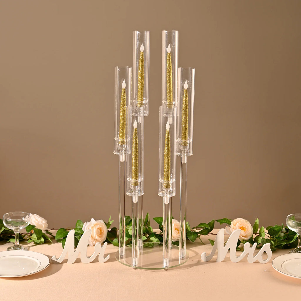 Candlestick Holde 6 Arm Candelabras Clear