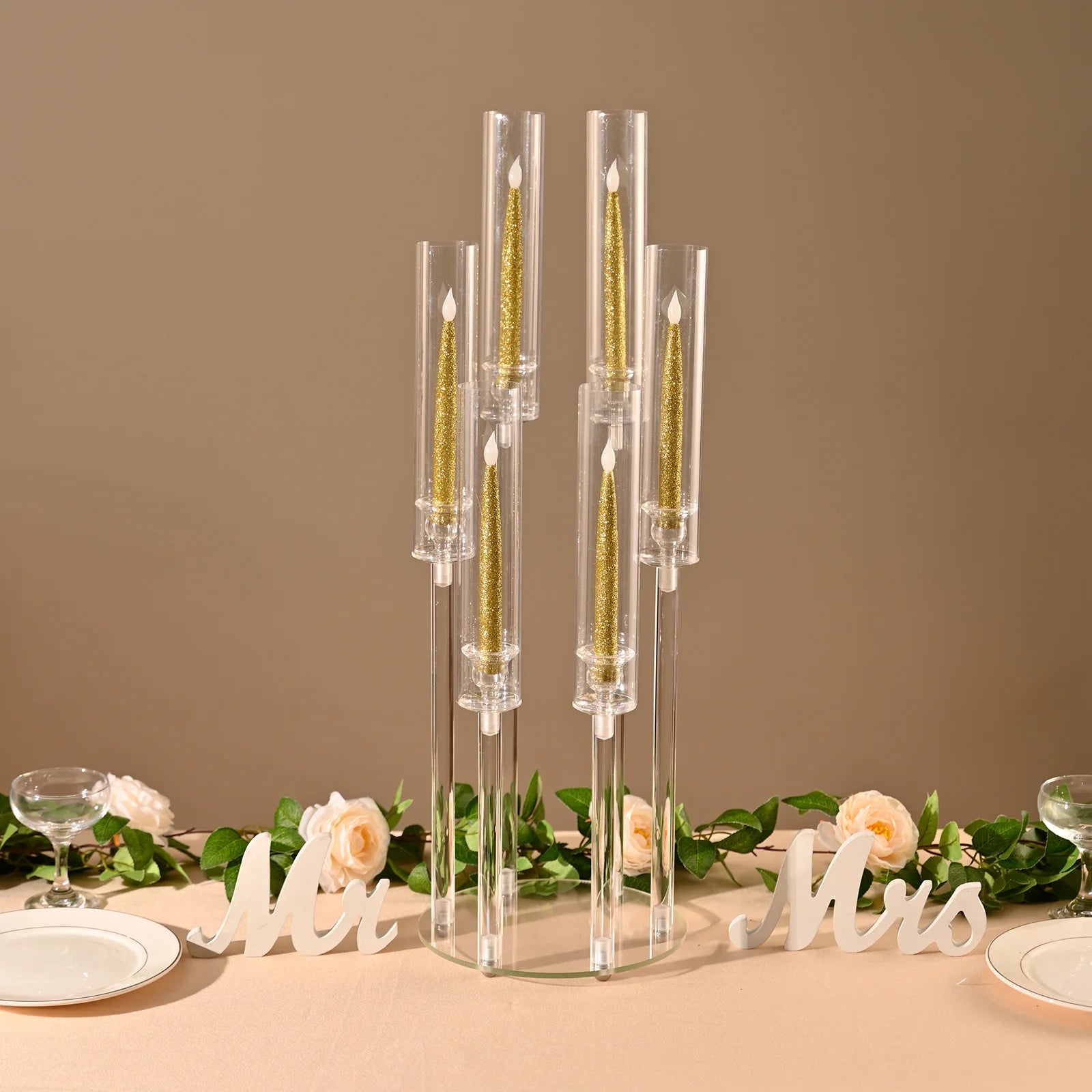 Candlestick Holde 6 Arm Candelabras Clear