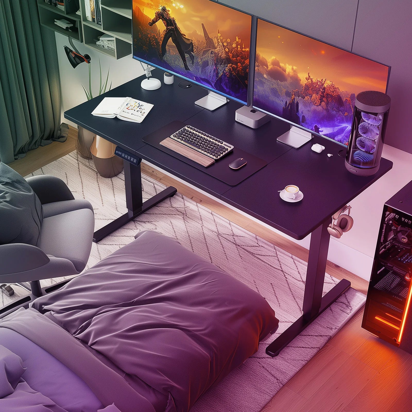 MCQ Electric 63x24 Inch Standing Office Computer Desk Ergonomic Height Adjustable Gaming Table for Home Office Use Workstation