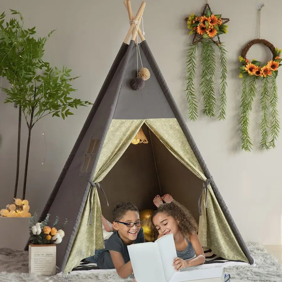 Stripe Padded Mat Foldable Dark Tone Grey Play Tents