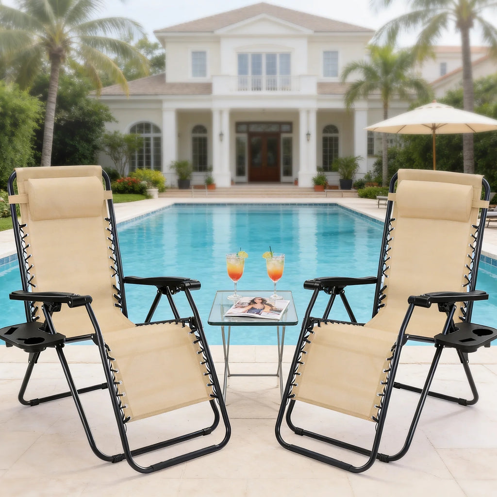 Portable Zero Gravity Recliner Chairs Set of 2