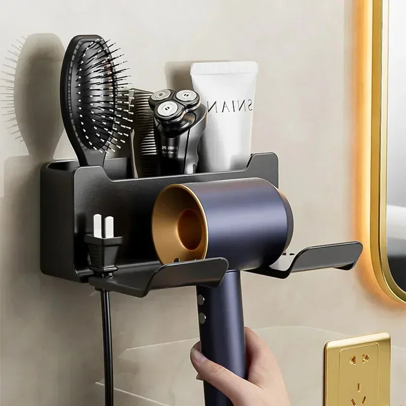 Hair Dryer Holder Wall Mount Suction Cup Bathroom Organizer