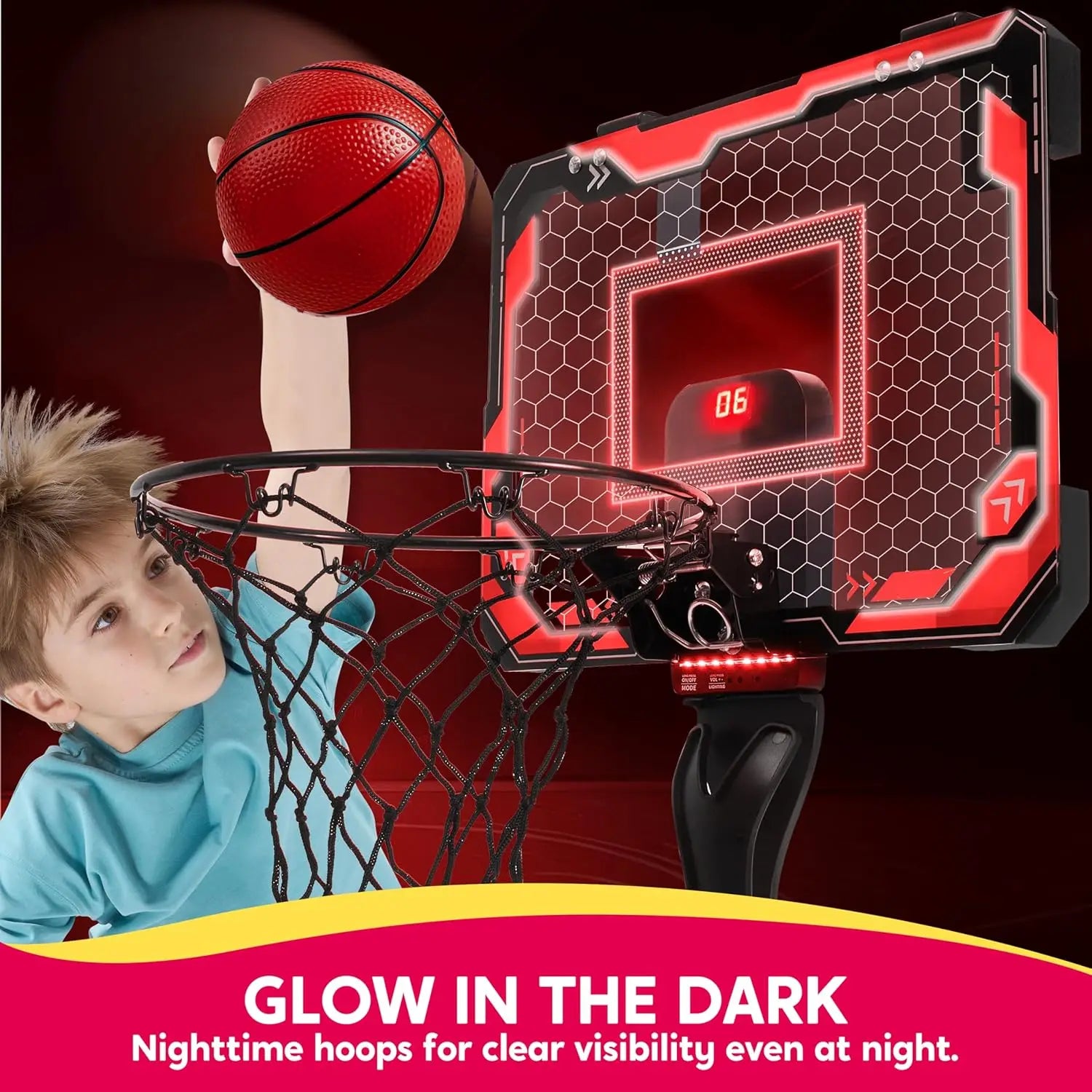 Mini Indoor Basketball Hoop Light Up Over the Door