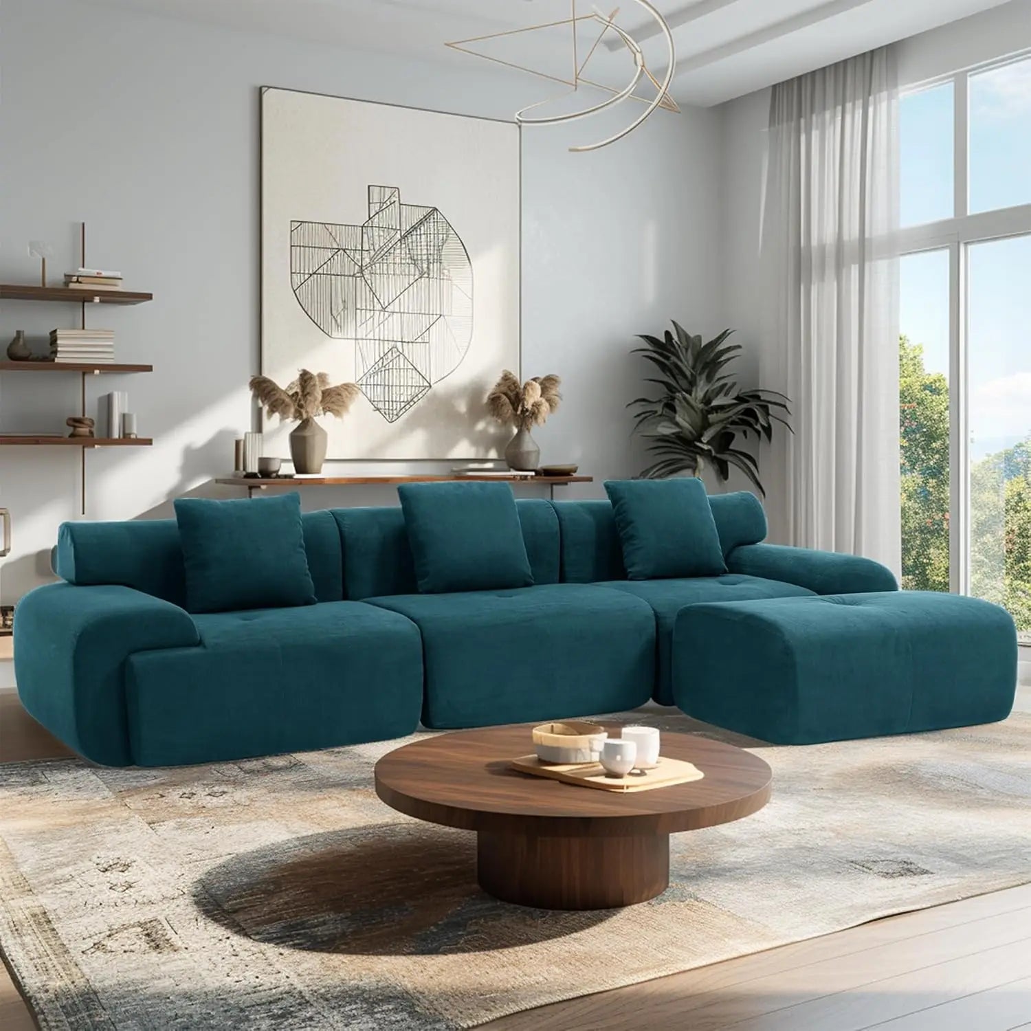 Modular Sectional Sofa with Ottoman