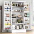White Freestanding Kitchen Pantry Cabinet with Adjustable Shelves