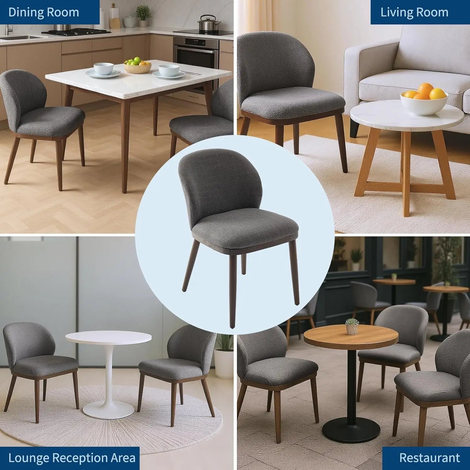 Set of 2 Modern Upholstered Dining Chairs