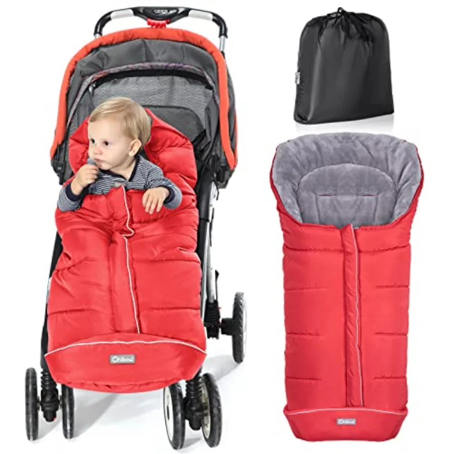 Universal Stroller Footmuff, Winter Baby Bunting Bag for Stroller - Baby Sleeping Bag with Coral Fleece Lining for Cold Weather