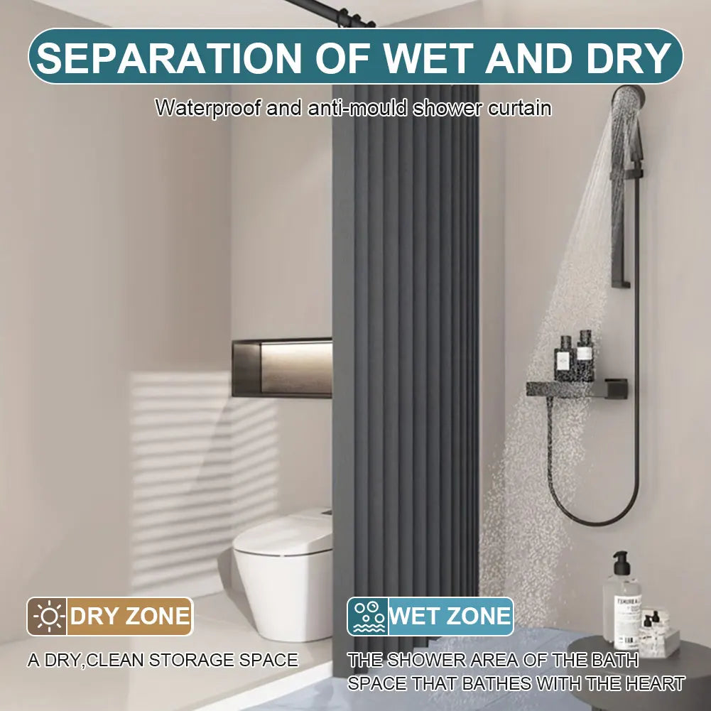 Foldable Magnetic Shower Waterproof Bathroom Curtain