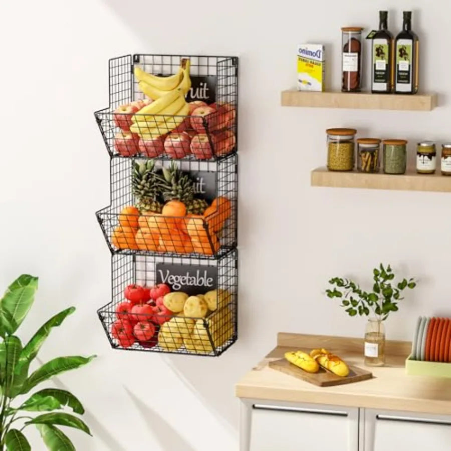 Metal Wire Basket Wall Mount, Storage Basket Organizer