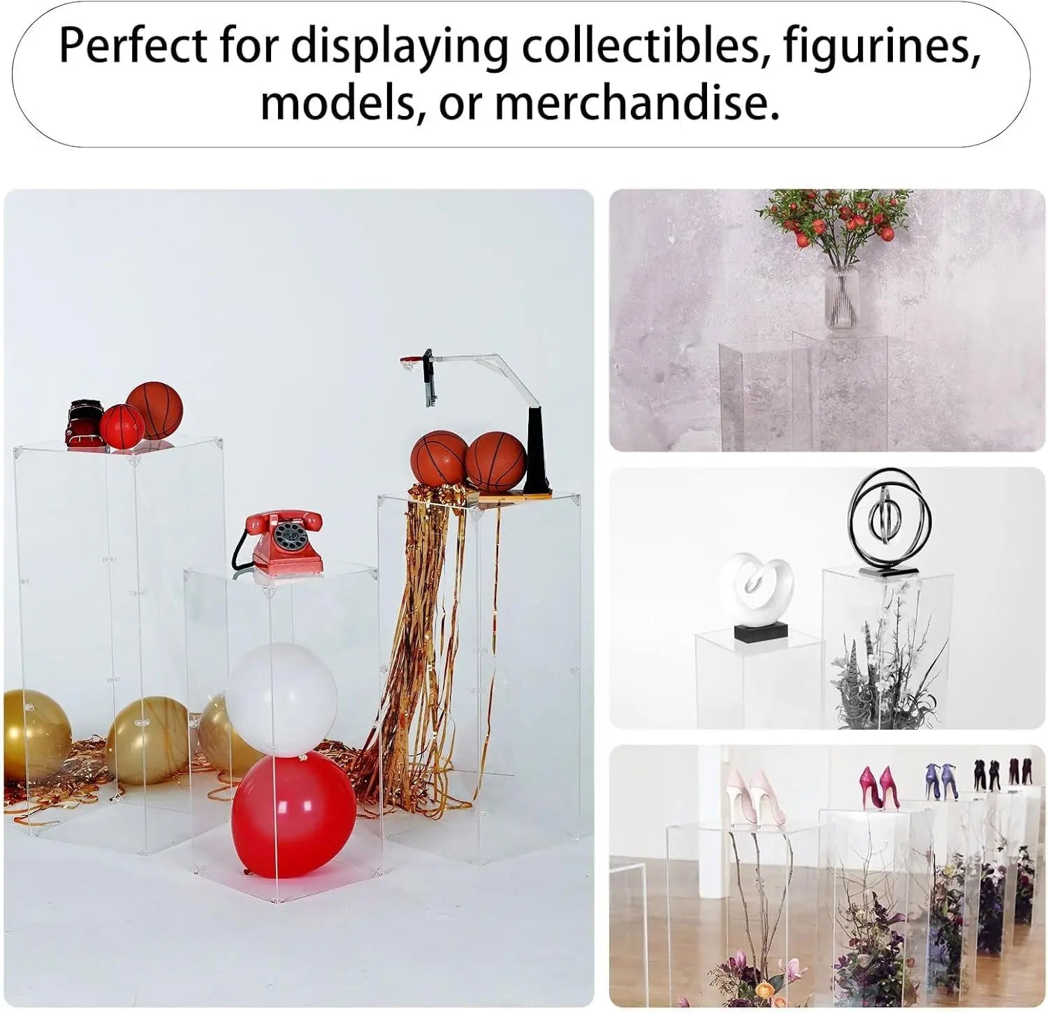 6PCS Acrylic Pedestal Stand for Display Clear Lucite