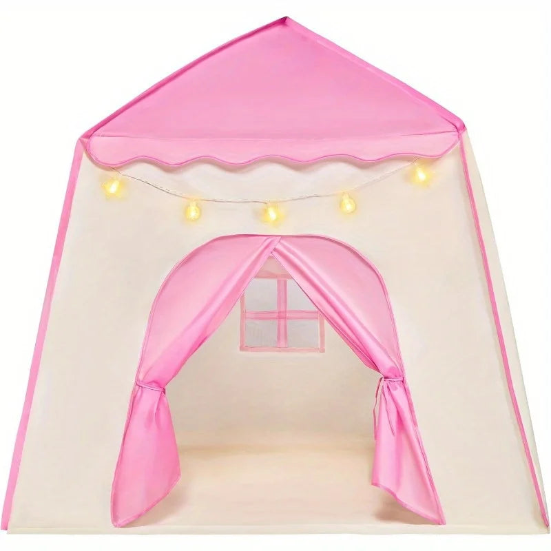 Pink Princess Tent for Girls with LED Star Lights