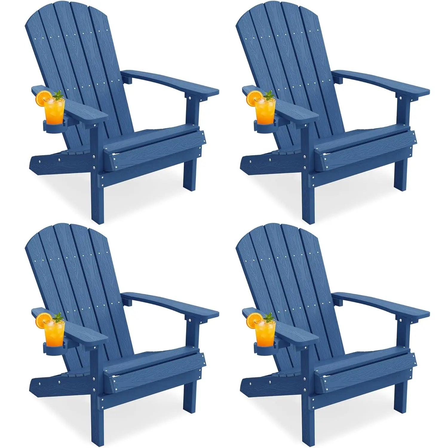 Adirondack Chairs Set of 4 Plastic Weather Resistant-Grey,