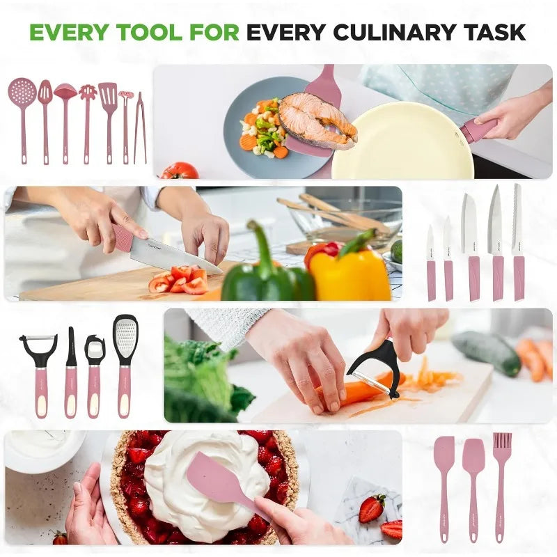 54-Piece Kitchen Non-Stick Cookware Set with Utensils