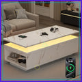 Smart LED Coffee Table ,Wireless Charging, Bluetooth Speaker & Storage
