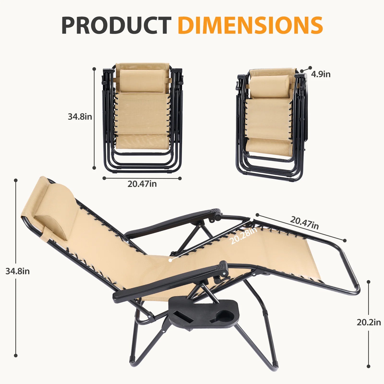 Portable Zero Gravity Recliner Chairs Set of 2