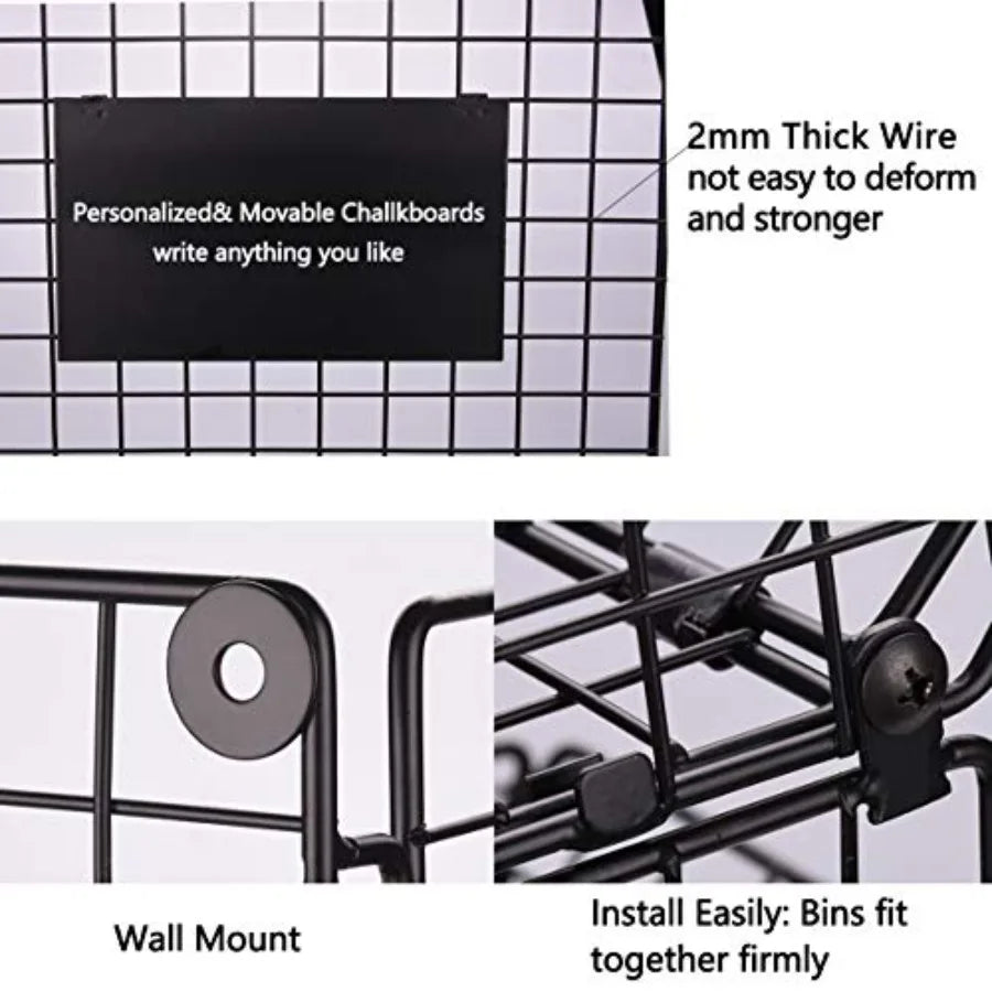Metal Wire Basket Wall Mount, Storage Basket Organizer