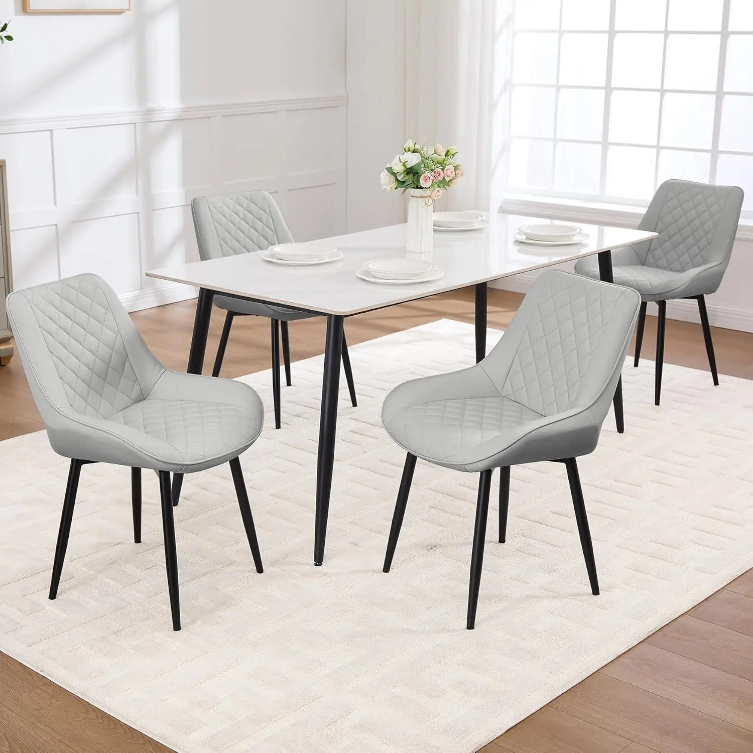 Set of 4, Modern Dining Chairs with Thick Cushions