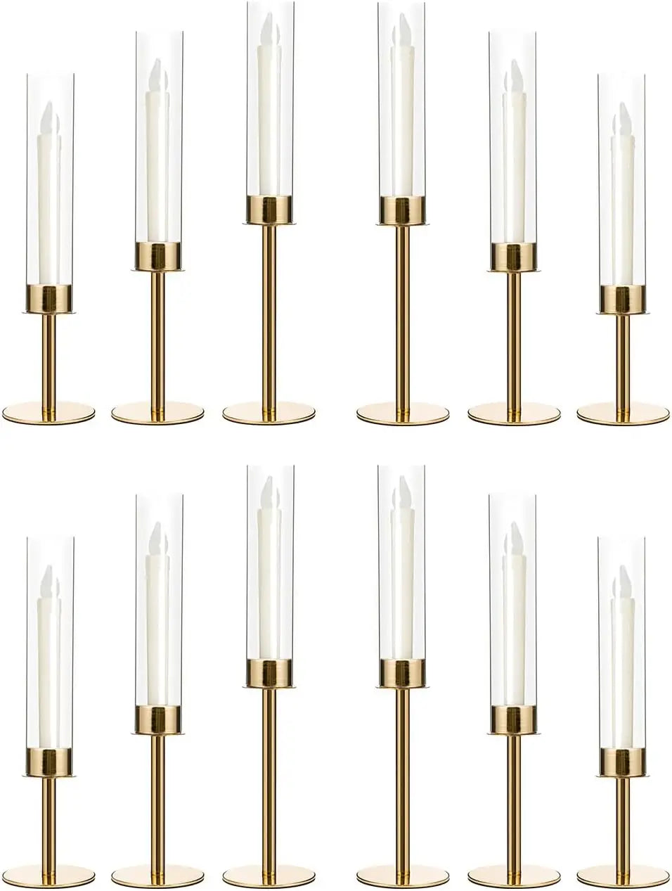 12 pcs Gold Candle Sticks Holder Table Centerpiece
