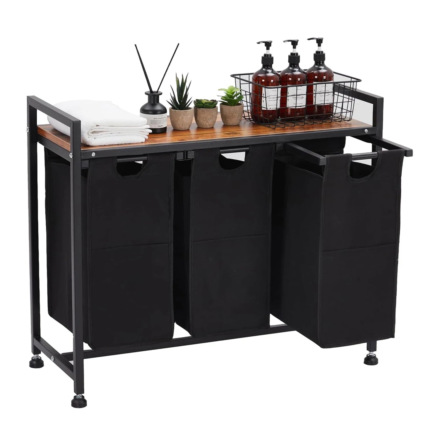 Laundry Hamper 2 Section with Removable Bag and Top Shelf