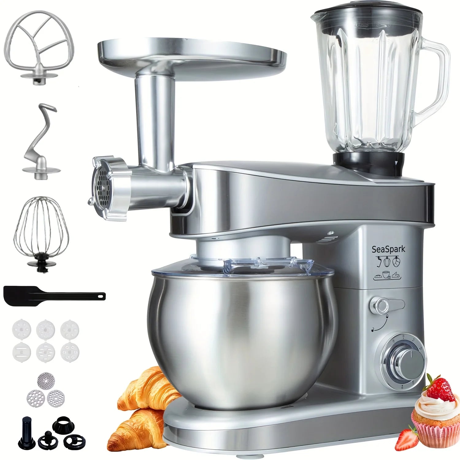 6-in-1 Electric Mixer, 400W 6-speed with Pulse Button