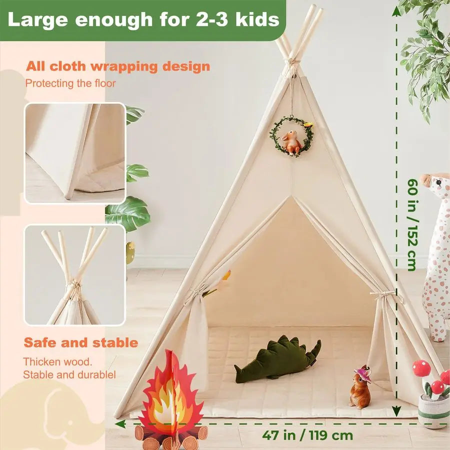 Land Teepee Tent for Kids with Star Lights,