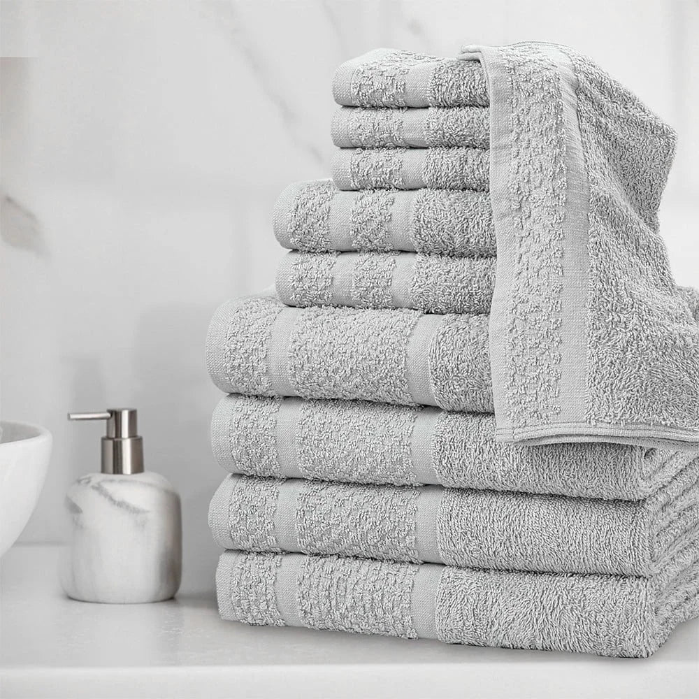 10 Piece Cotton Towel Set Soft Absorbent Bath Towels