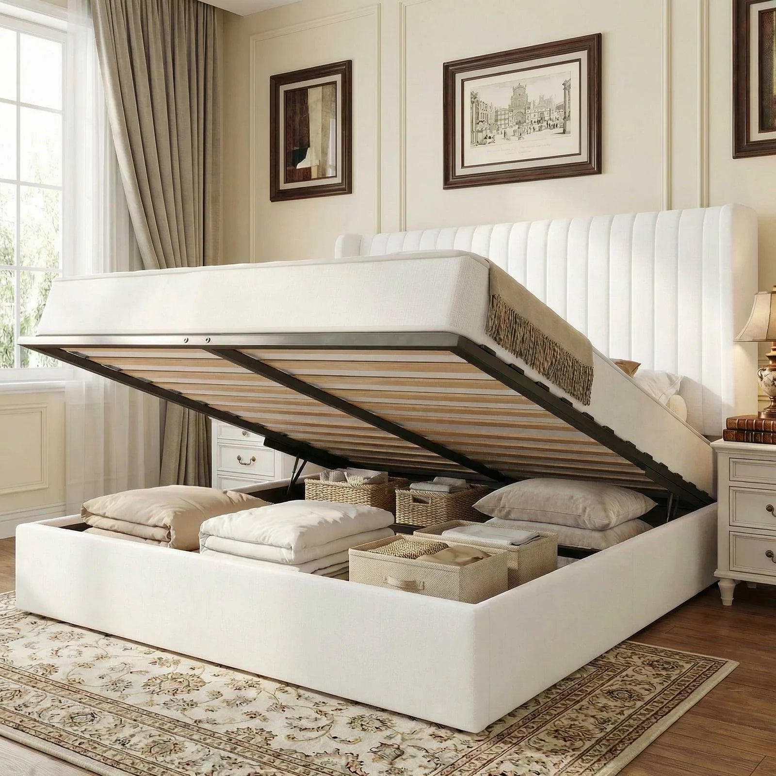 Full/Queen/King Lift Up Storage Bed Frame
