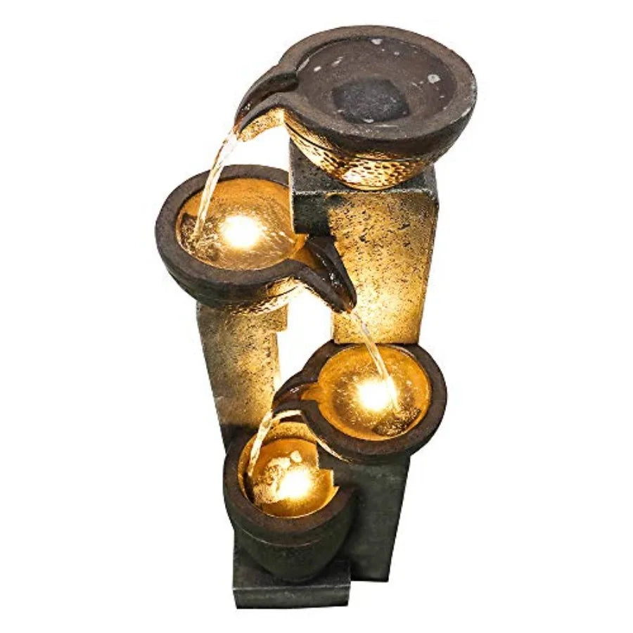 Water Fountain Outdoor Decor, 4-Tier Crocks