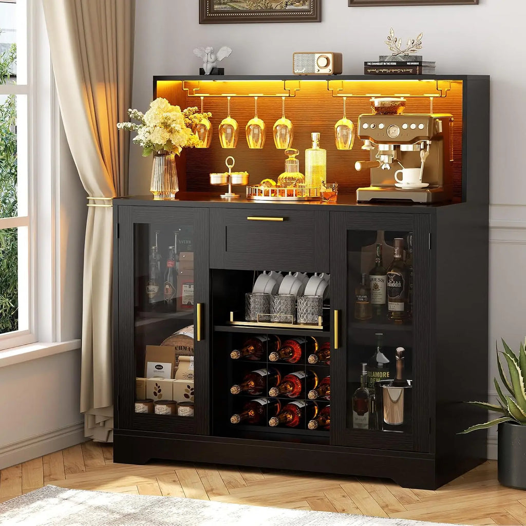 Wine Bar Cabinet with LED Light, Liquor Cabinet