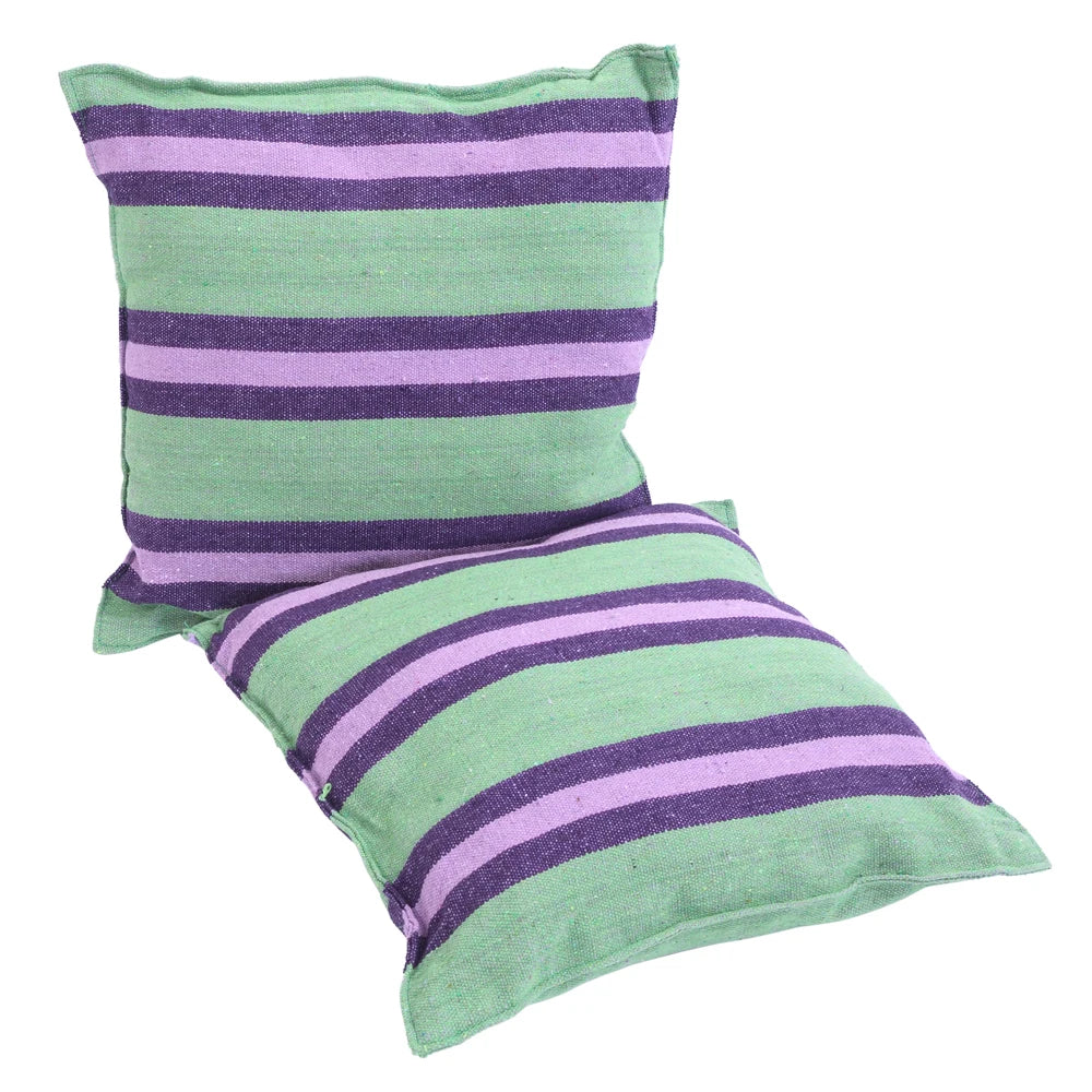 Hanging Rope Chair Polyester Cotton with 2 Soft Pillows Green
