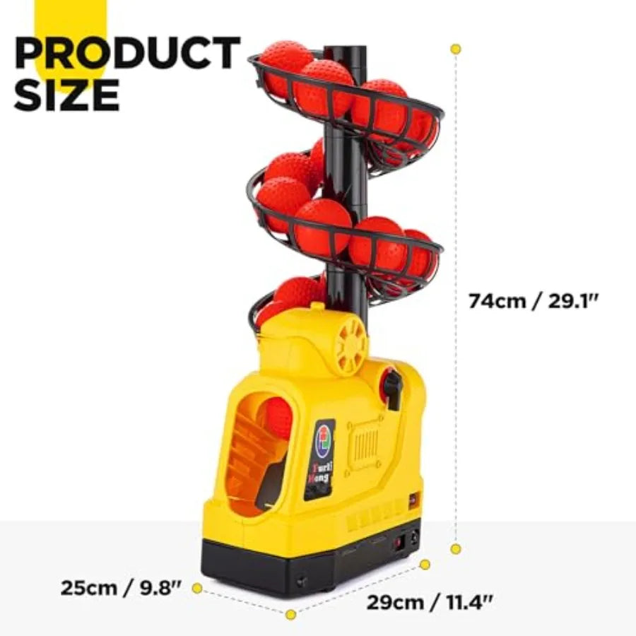 681TPCBH 4 in 1 Baseball Pickleball Tennis Cricket Toss Machine Auto Oscillation 4 Distance Gears Adjustable Stand Battery/AC/P