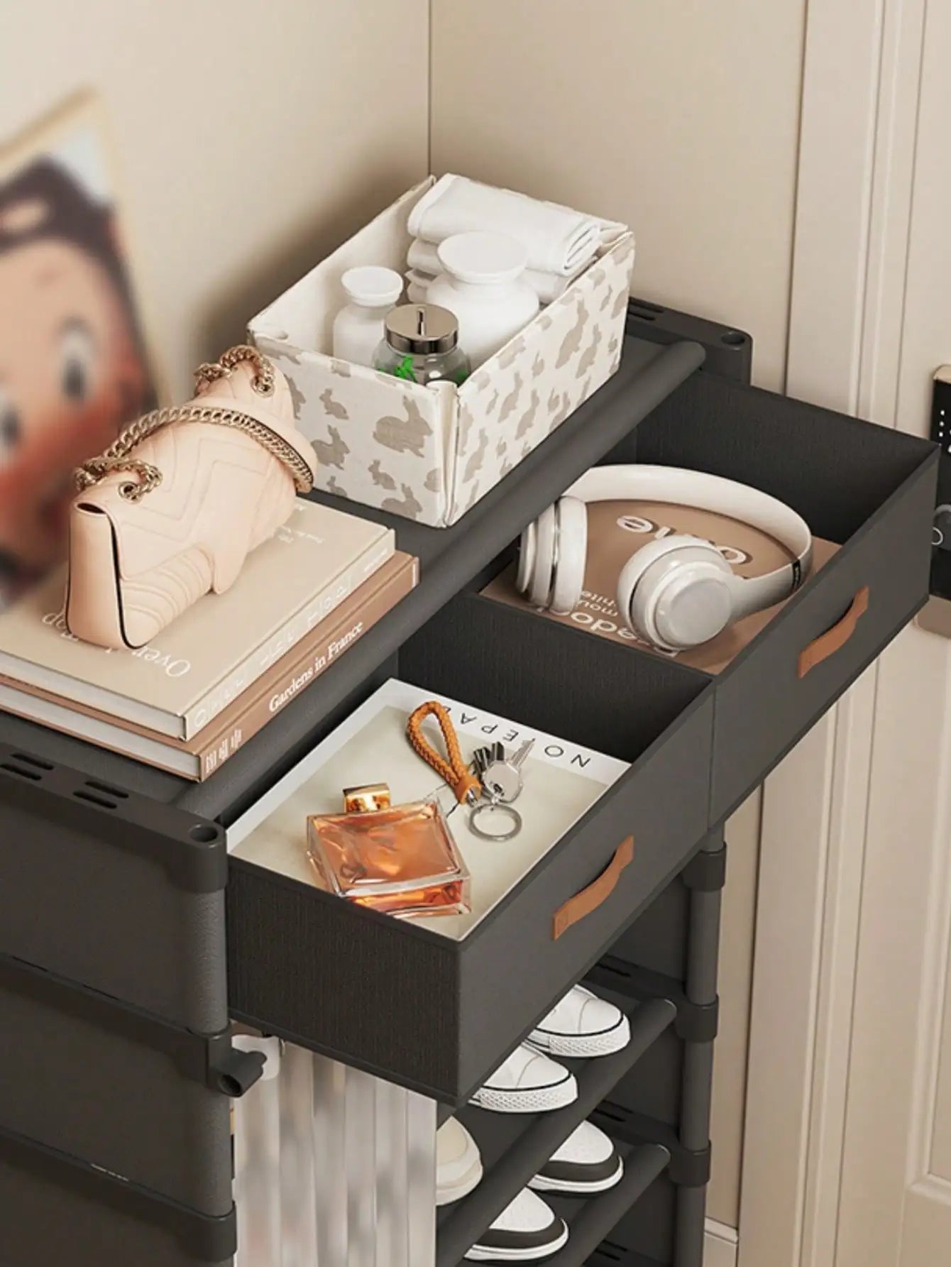 1pc Household Multi-Layer Rack with Curtains