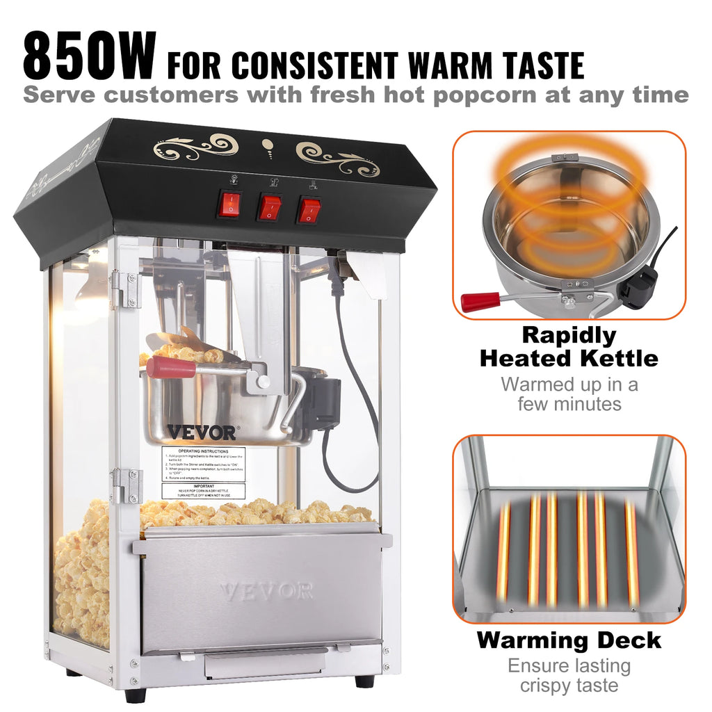Popcorn Popper 8 Oz Kettle Makes 48 Cups Countertop