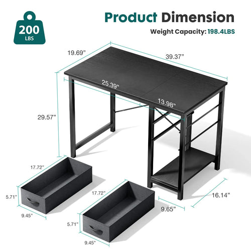 47IN Computer Desk with 2 Drawers