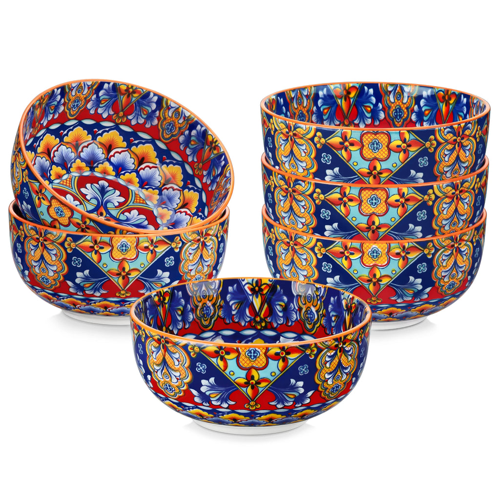 vancasso 6/12 Piece Cereal Bowls Set 28 Oz Ceramic Soup Bowls Bohemian style for Salad/Pasta/Rice/Oatmeal/Fruit/Cereal for  6